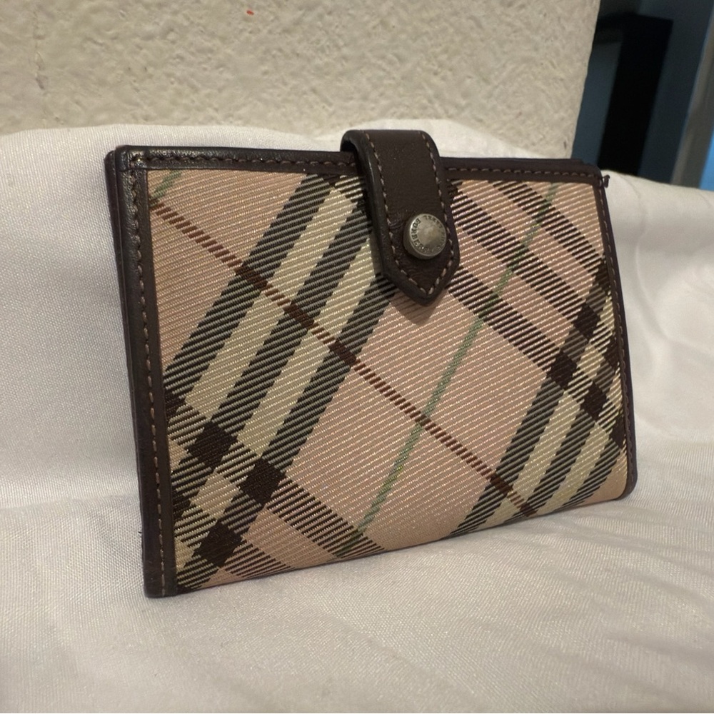 Burberry Brown Embossed Leather Card Holder Wallet